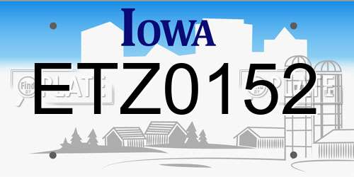 ETZ0152 Iowa License Plate