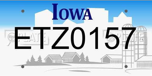 ETZ0157 Iowa License Plate