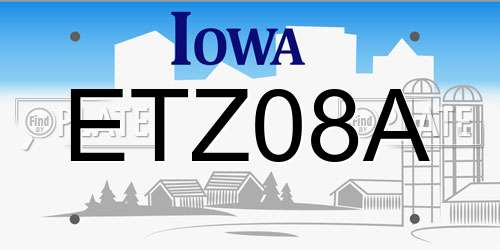 ETZ08A Iowa License Plate