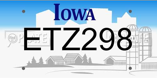 ETZ298 Iowa License Plate