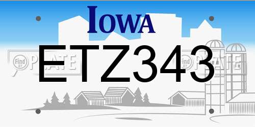 ETZ343 Iowa License Plate