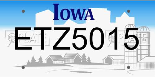 ETZ5015 Iowa License Plate