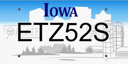 ETZ52S Iowa License Plate