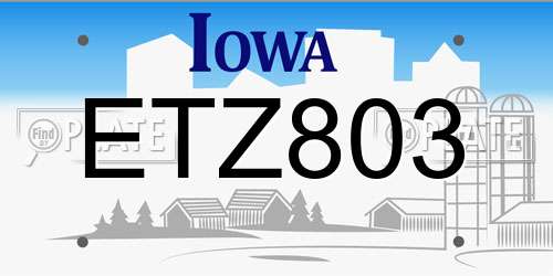 ETZ803 Iowa License Plate
