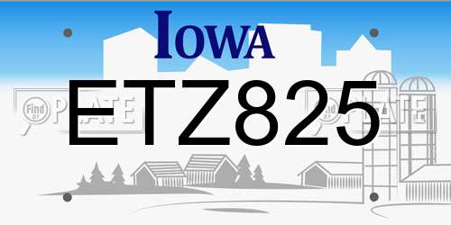 ETZ825 Iowa License Plate