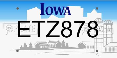 ETZ878 Iowa License Plate