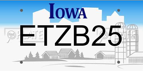 ETZB25 Iowa License Plate
