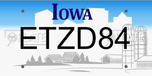 ETZD84 Iowa License Plate