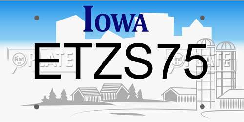ETZS75 Iowa License Plate