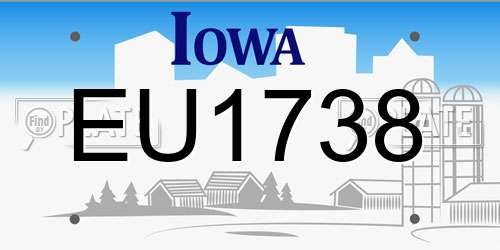 EU1738 Iowa License Plate
