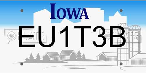 EU1T3B Iowa License Plate