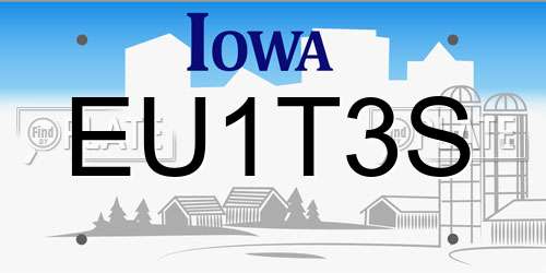 EU1T3S Iowa License Plate