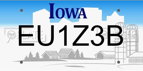 EU1Z3B Iowa License Plate