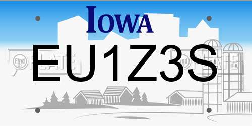 EU1Z3S Iowa License Plate