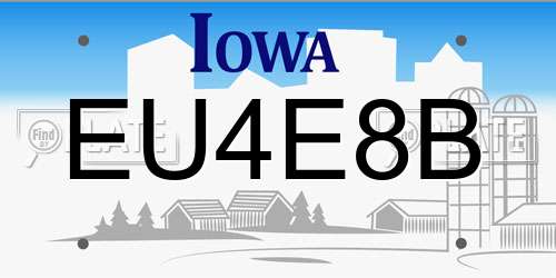 EU4E8B Iowa License Plate
