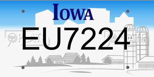 EU7224 Iowa License Plate