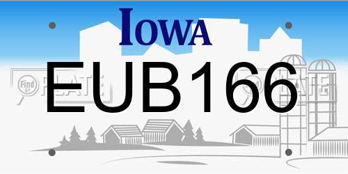 EUB166 Iowa License Plate
