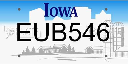 EUB546 Iowa License Plate