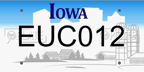 EUC012 Iowa License Plate