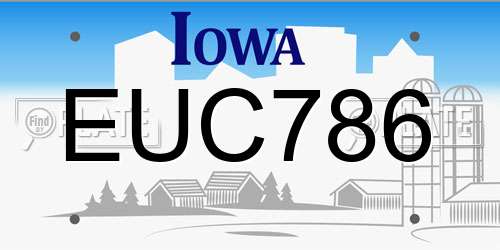 EUC786 Iowa License Plate