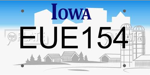 EUE154 Iowa License Plate