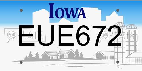 EUE672 Iowa License Plate