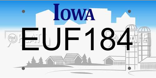 EUF184 Iowa License Plate