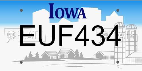 EUF434 Iowa License Plate
