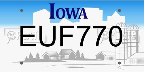 EUF770 Iowa License Plate