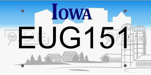 EUG151 Iowa License Plate
