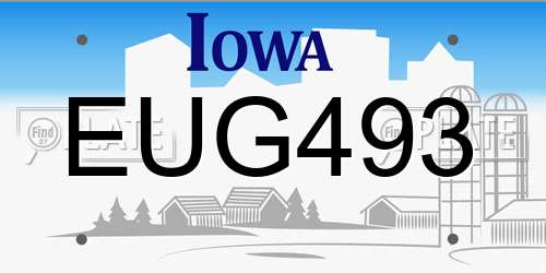 EUG493 Iowa License Plate