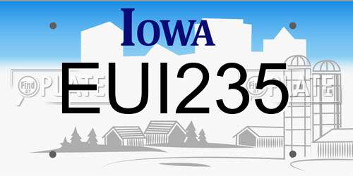 EUI235 Iowa License Plate