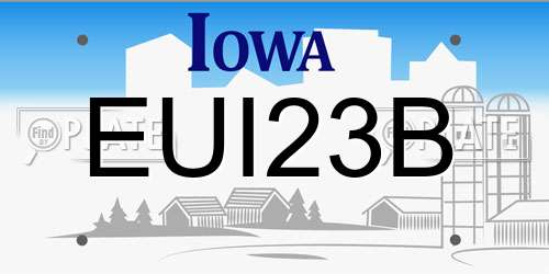 EUI23B Iowa License Plate