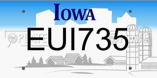 EUI735 Iowa License Plate