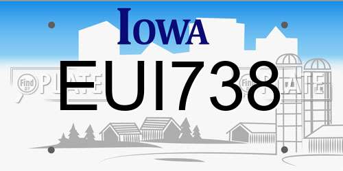 EUI738 Iowa License Plate