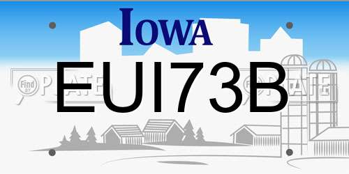 EUI73B Iowa License Plate