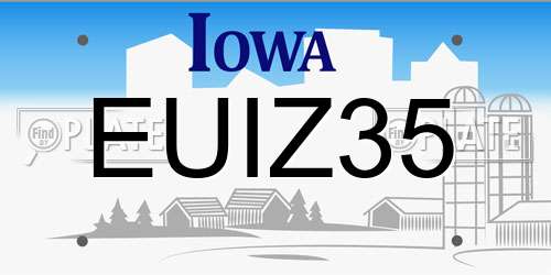 EUIZ35 Iowa License Plate