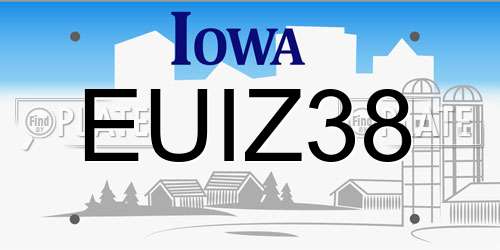 EUIZ38 Iowa License Plate