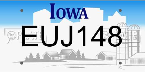 EUJ148 Iowa License Plate