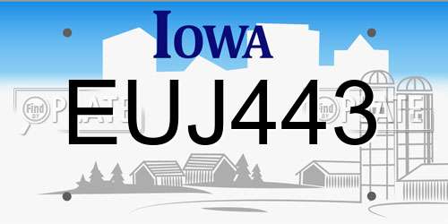 EUJ443 Iowa License Plate
