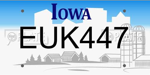 EUK447 Iowa License Plate