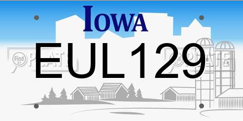 EUL129 Iowa License Plate
