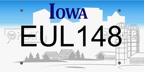 EUL148 Iowa License Plate