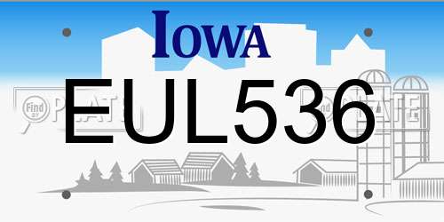 EUL536 Iowa License Plate