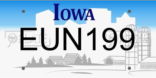 EUN199 Iowa License Plate