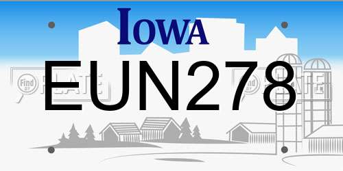 EUN278 Iowa License Plate
