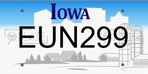 EUN299 Iowa License Plate