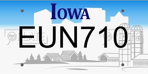 EUN710 Iowa License Plate
