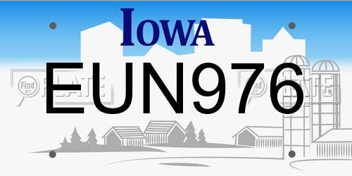 EUN976 Iowa License Plate