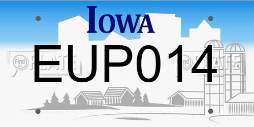 EUP014 Iowa License Plate